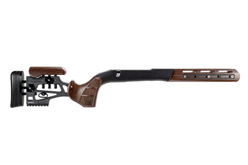 WOOX Furiosa Chassis to hybrydowy system broni z aluminiowym rdzeniem, regulowanym podparciem policzka, M-LOK® i możliwością szybkiego montażu, łączący estetykę z wydajnością.